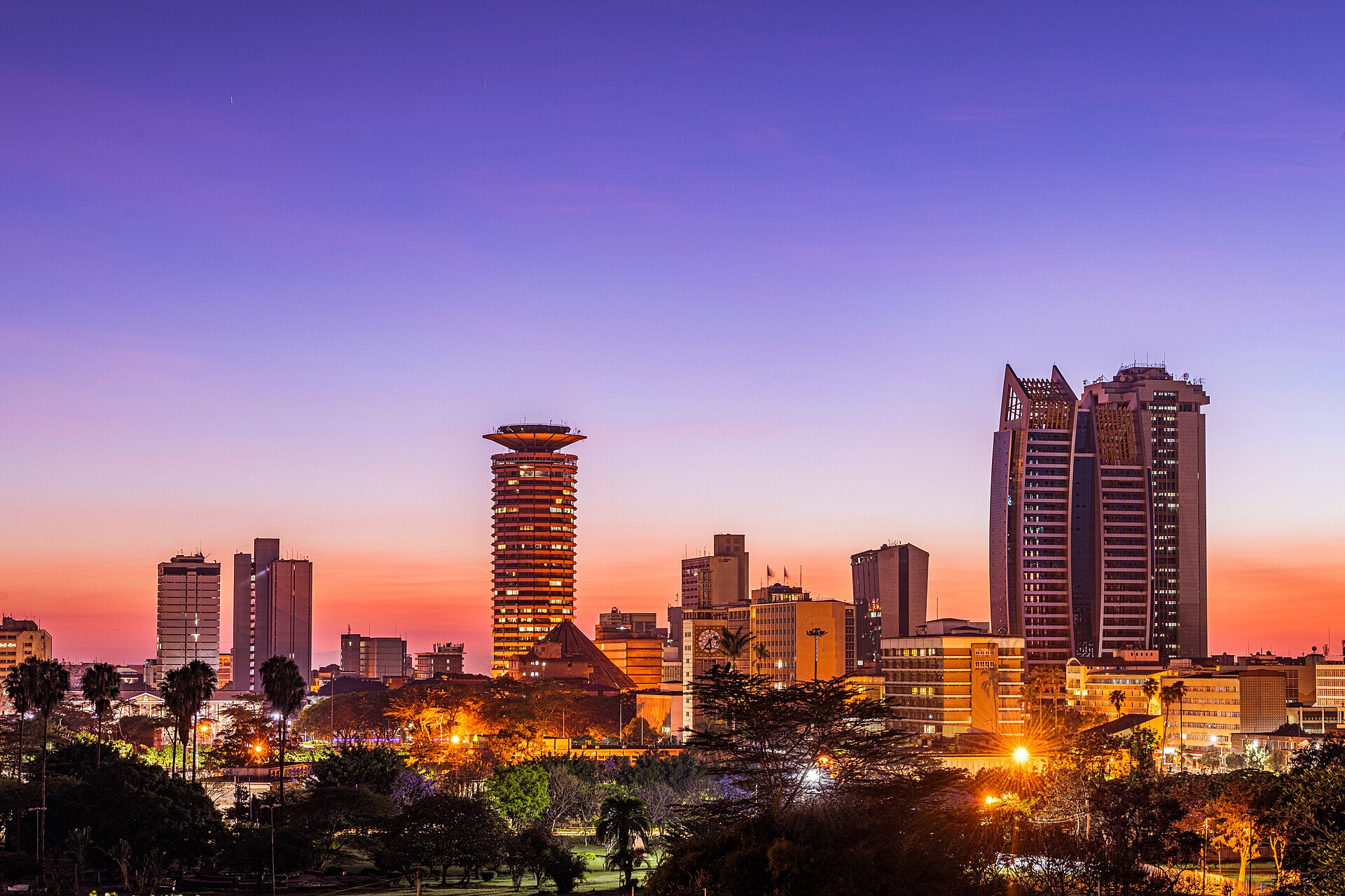 Nairobi skyline at dusk